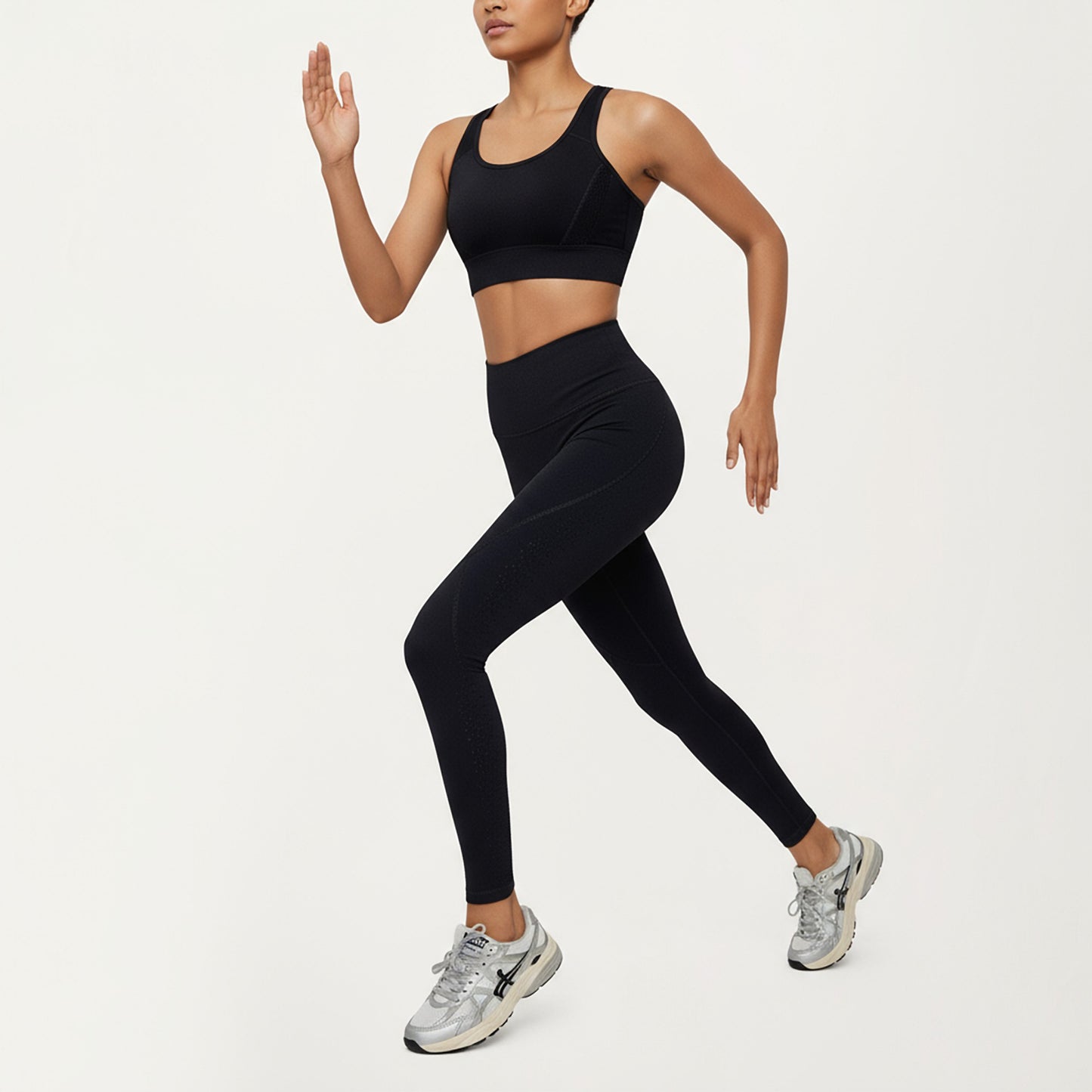 High Waist Leggings with Contrast Seam Detailing and Stretch Compression Fit