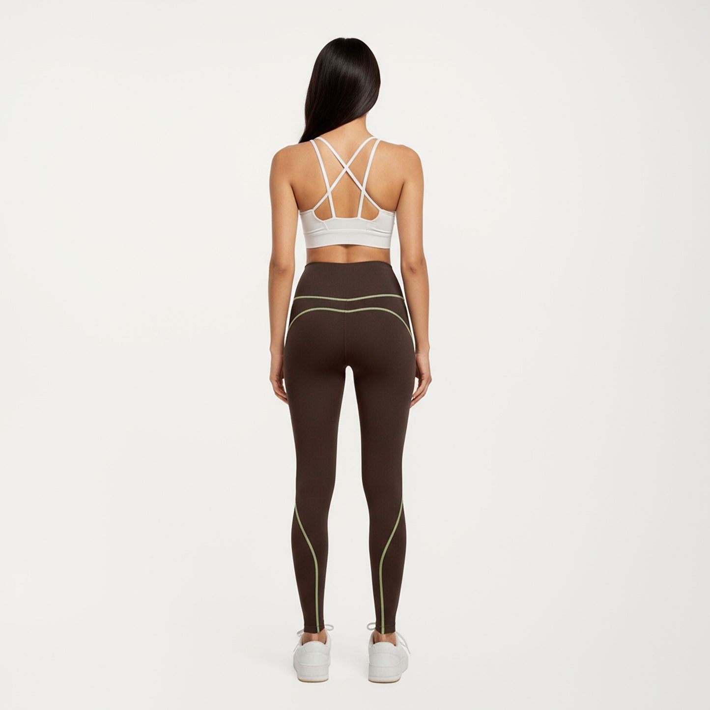 High Waist Leggings with Contrast Seam Detailing and Stretch Compression Fit