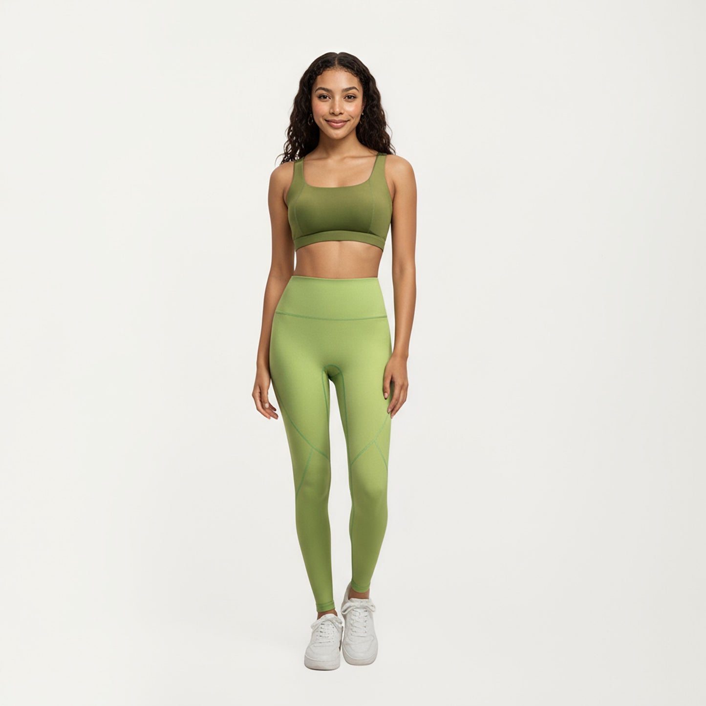 High Waist Leggings with Contrast Seam Detailing and Stretch Compression Fit