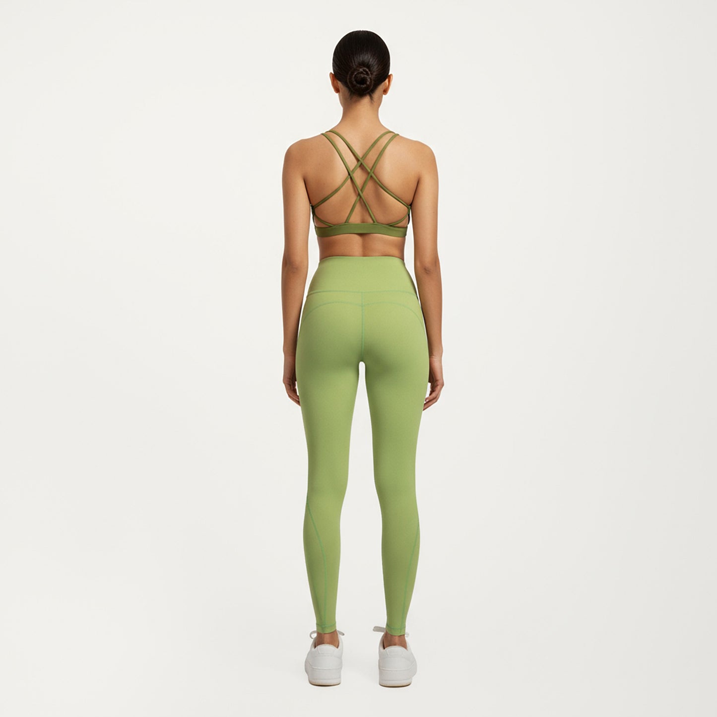 High Waist Leggings with Contrast Seam Detailing and Stretch Compression Fit