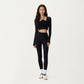 Ribbed Knit High Waist Leggings with Wrap Tie Waistband and Contrast Cuffed Hem