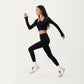 Ribbed Knit High Waist Leggings with Wrap Tie Waistband and Contrast Cuffed Hem