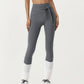Ribbed Knit High Waist Leggings with Wrap Tie Waistband and Contrast Cuffed Hem