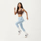 Ribbed Knit High Waist Leggings with Wrap Tie Waistband and Contrast Cuffed Hem