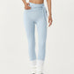 Ribbed Knit High Waist Leggings with Wrap Tie Waistband and Contrast Cuffed Hem