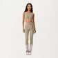 Ribbed Knit High Waist Leggings with Wrap Tie Waistband and Contrast Cuffed Hem
