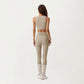 Ribbed Knit High Waist Leggings with Wrap Tie Waistband and Contrast Cuffed Hem