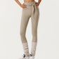 Ribbed Knit High Waist Leggings with Wrap Tie Waistband and Contrast Cuffed Hem