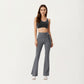 Ribbed Knit Flare Pants with Wrap Tie Waistband and High Waist Silhouette