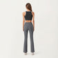 Ribbed Knit Flare Pants with Wrap Tie Waistband and High Waist Silhouette