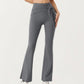 Ribbed Knit Flare Pants with Wrap Tie Waistband and High Waist Silhouette