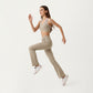 Ribbed Knit Flare Pants with Wrap Tie Waistband and High Waist Silhouette