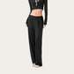 Wide Leg Lounge Pants with Wrap Tie Waistband and Relaxed High Waist Fit