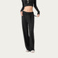 Wide Leg Lounge Pants with Wrap Tie Waistband and Relaxed High Waist Fit