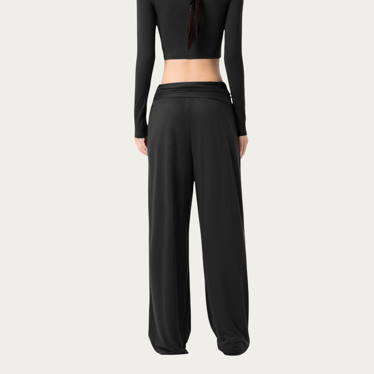 Wide Leg Lounge Pants with Wrap Tie Waistband and Relaxed High Waist Fit