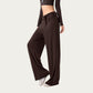 Wide Leg Lounge Pants with Wrap Tie Waistband and Relaxed High Waist Fit