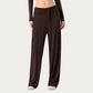 Wide Leg Lounge Pants with Wrap Tie Waistband and Relaxed High Waist Fit