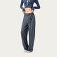Wide Leg Lounge Pants with Wrap Tie Waistband and Relaxed High Waist Fit