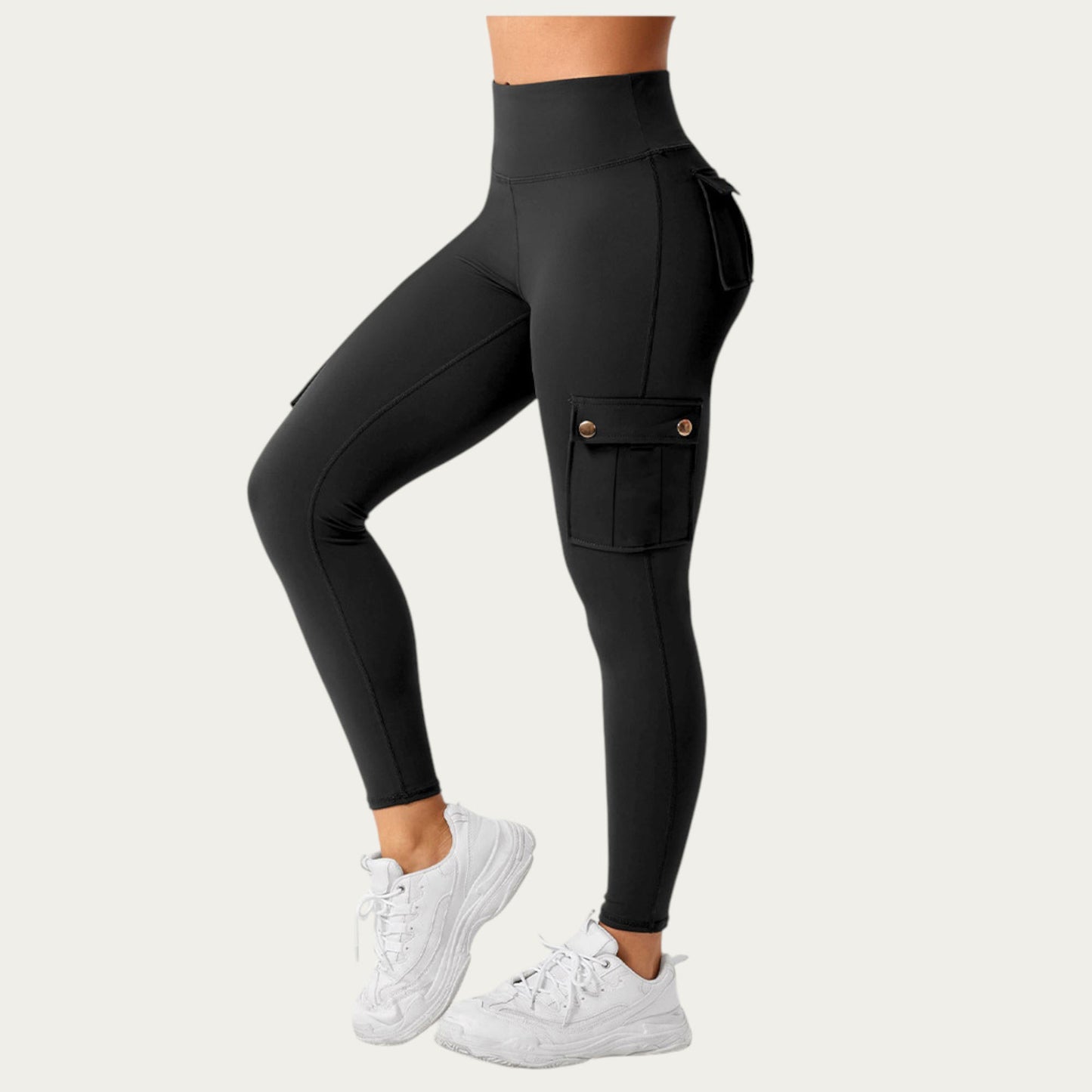 Cargo Pocket Leggings with Smooth Stretch Fabric Supportive Waistband and Sleek Form-Fitting Silhouette