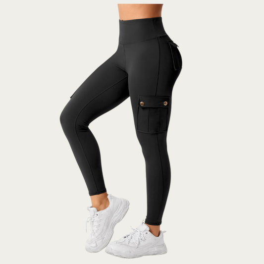 Cargo Pocket Leggings with Smooth Stretch Fabric Supportive Waistband and Sleek Form-Fitting Silhouette