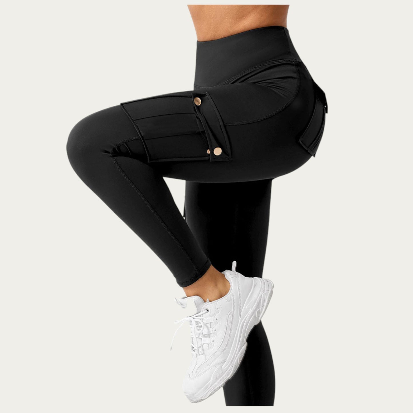 Cargo Pocket Leggings with Smooth Stretch Fabric Supportive Waistband and Sleek Form-Fitting Silhouette