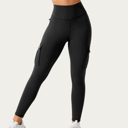 Cargo Pocket Leggings with Smooth Stretch Fabric Supportive Waistband and Sleek Form-Fitting Silhouette