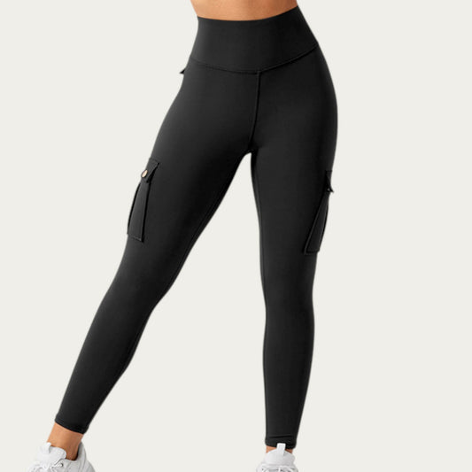 Cargo Pocket Leggings with Smooth Stretch Fabric Supportive Waistband and Sleek Form-Fitting Silhouette