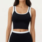 Fitted Scoop Neck Crop Athletic Tank Top with Contrast Trim Details and Supportive Stretch Performance Fabric