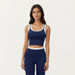 Fitted Scoop Neck Crop Athletic Tank Top with Contrast Trim Details and Supportive Stretch Performance Fabric
