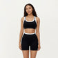 Double Layer Scoop Neck Sports Bra with Smooth Stretch Fabric, Soft Supportive Fit and Wide Straps for Everyday Movement