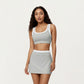 Double Layer Scoop Neck Sports Bra with Smooth Stretch Fabric, Soft Supportive Fit and Wide Straps for Everyday Movement