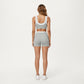 Double Layer Scoop Neck Sports Bra with Smooth Stretch Fabric, Soft Supportive Fit and Wide Straps for Everyday Movement