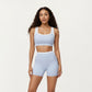 Double Layer Scoop Neck Sports Bra with Smooth Stretch Fabric, Soft Supportive Fit and Wide Straps for Everyday Movement