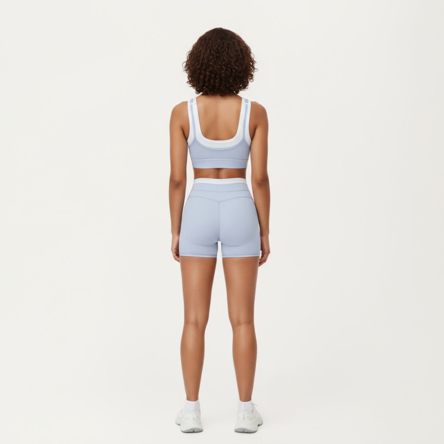 Double Layer Scoop Neck Sports Bra with Smooth Stretch Fabric, Soft Supportive Fit and Wide Straps for Everyday Movement