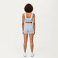 Double Layer Scoop Neck Sports Bra with Smooth Stretch Fabric, Soft Supportive Fit and Wide Straps for Everyday Movement