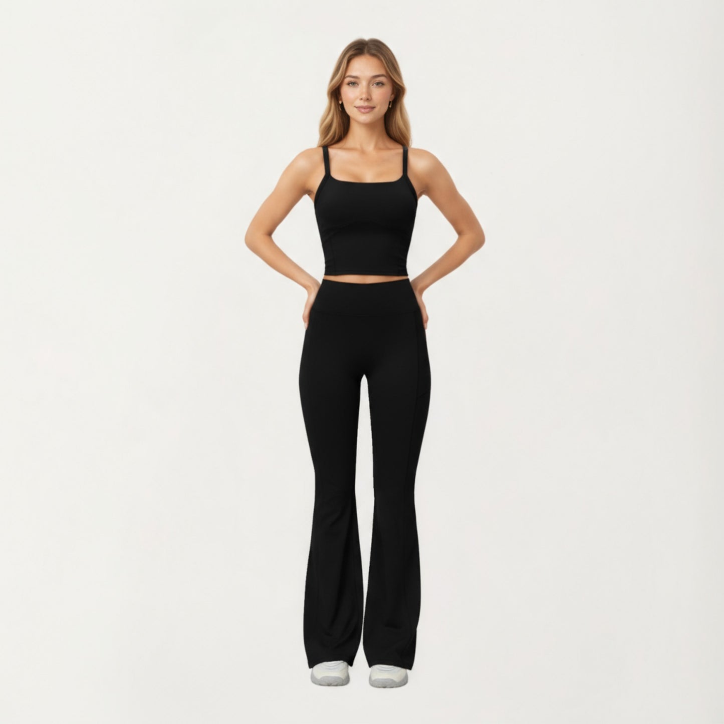 Fitted Active Tank Top with Square Neckline, Supportive Built-In Shelf Layer and Smooth Stretch Fabric for a Sculpted Fit