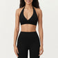 Halter Neck Sports Bra with Deep V-Front, Wide Underband Support and Smooth Stretch Fabric for a Flattering Active Fit