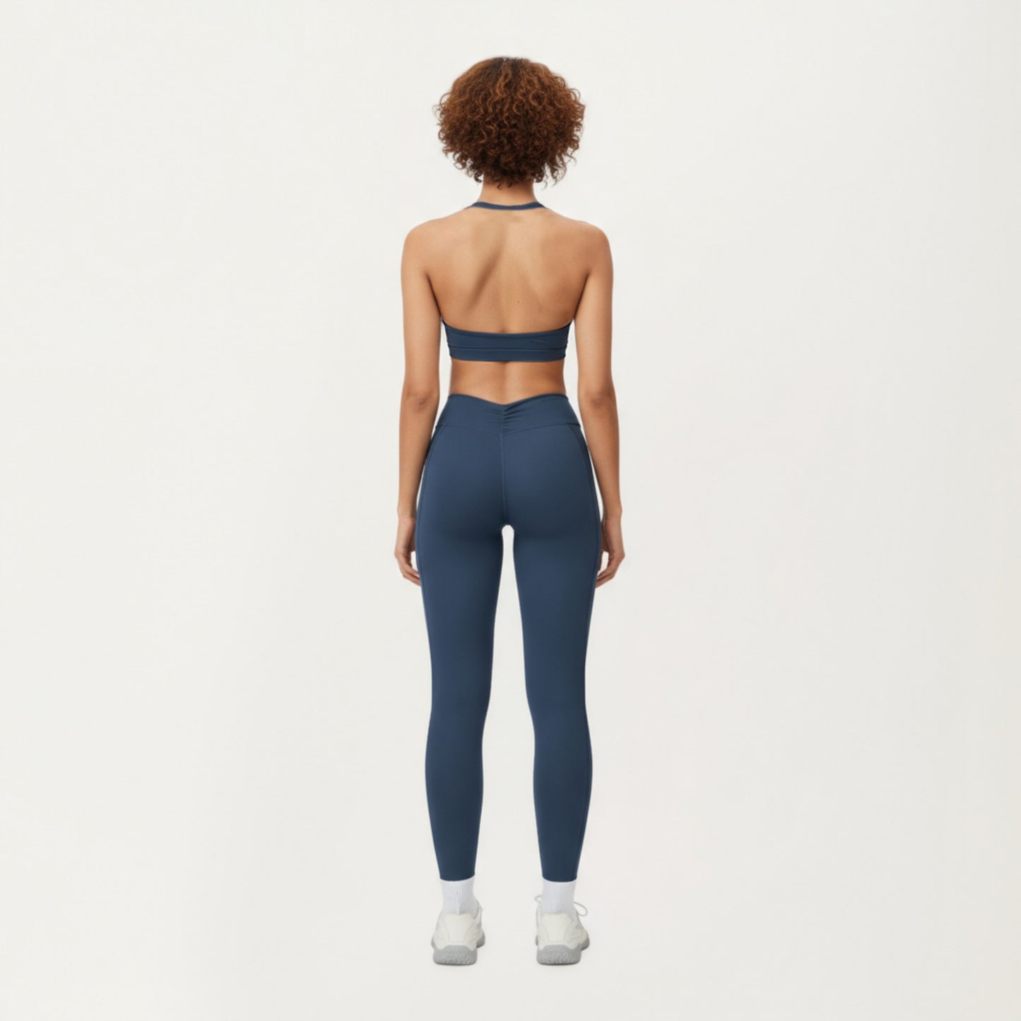 Halter Neck Sports Bra with Deep V-Front, Wide Underband Support and Smooth Stretch Fabric for a Flattering Active Fit
