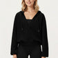 Waffle Knit Long Sleeve Active Hoodie Top with Deep V-Neckline Relaxed Fit and Soft Stretch Texture for Everyday Comfort