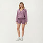Waffle Knit Long Sleeve Active Hoodie Top with Deep V-Neckline Relaxed Fit and Soft Stretch Texture for Everyday Comfort