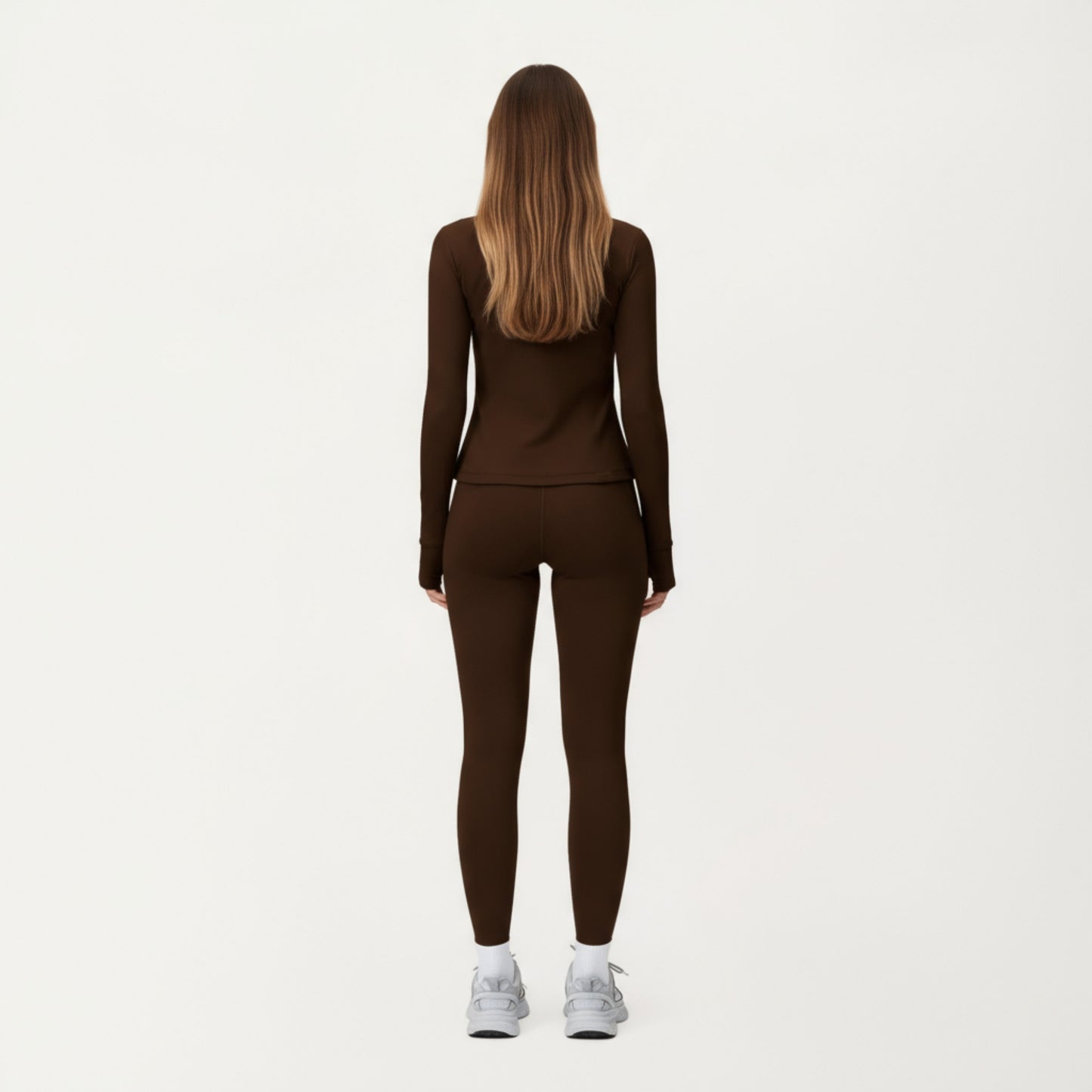 Long Sleeve Active Jacket with Front Zip Closure Smooth Stretch Fabric and Contoured Seam Detailing for Sleek Fit