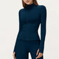 Long Sleeve Active Jacket with Front Zip Closure Smooth Stretch Fabric and Contoured Seam Detailing for Sleek Fit
