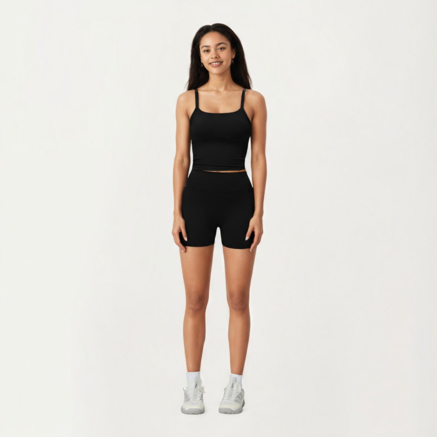 High Waist Active Shorts with Smooth Stretch Fabric and Supportive Contoured Waistband