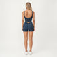 High Waist Active Shorts with Smooth Stretch Fabric and Supportive Contoured Waistband