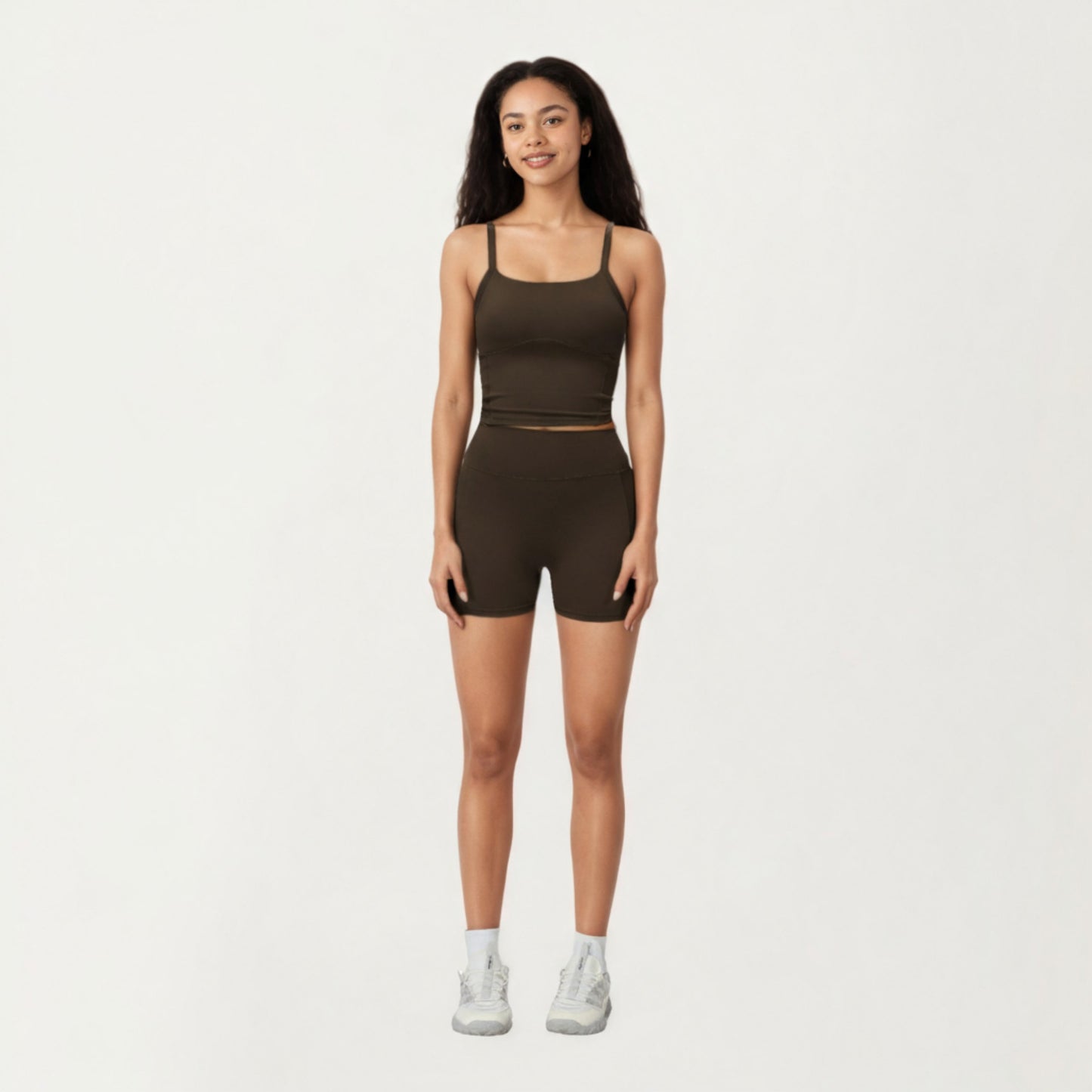 High Waist Active Shorts with Smooth Stretch Fabric and Supportive Contoured Waistband