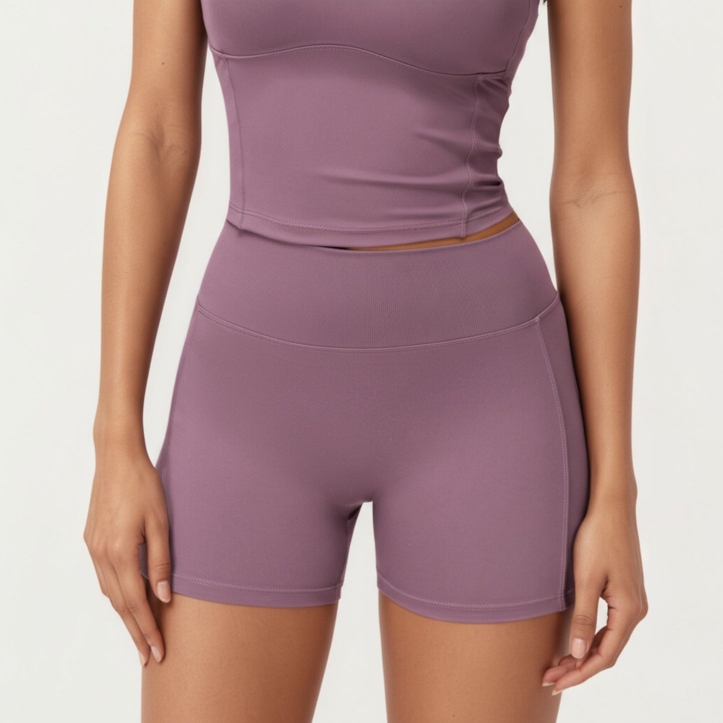 High Waist Active Shorts with Smooth Stretch Fabric and Supportive Contoured Waistband