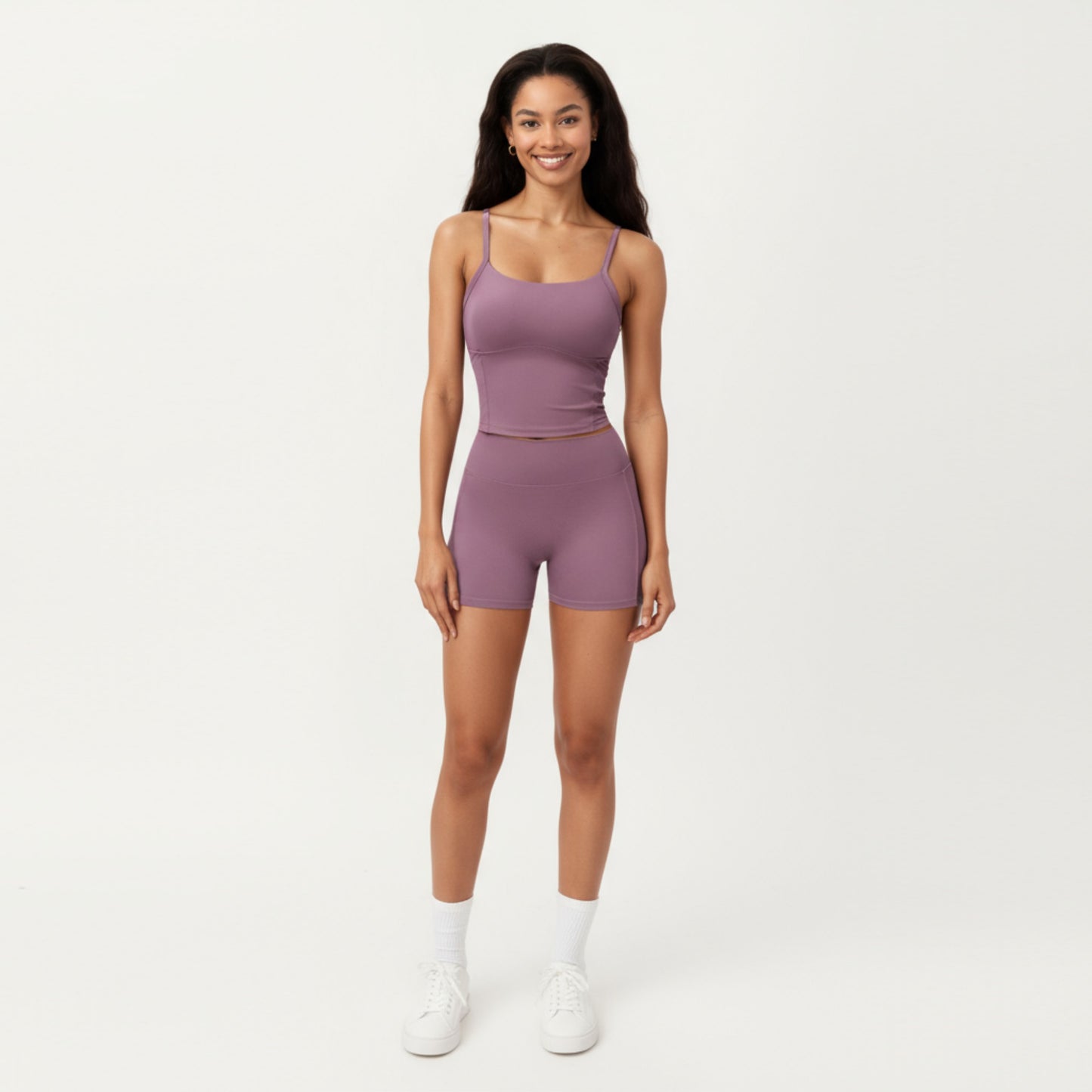 High Waist Active Shorts with Smooth Stretch Fabric and Supportive Contoured Waistband