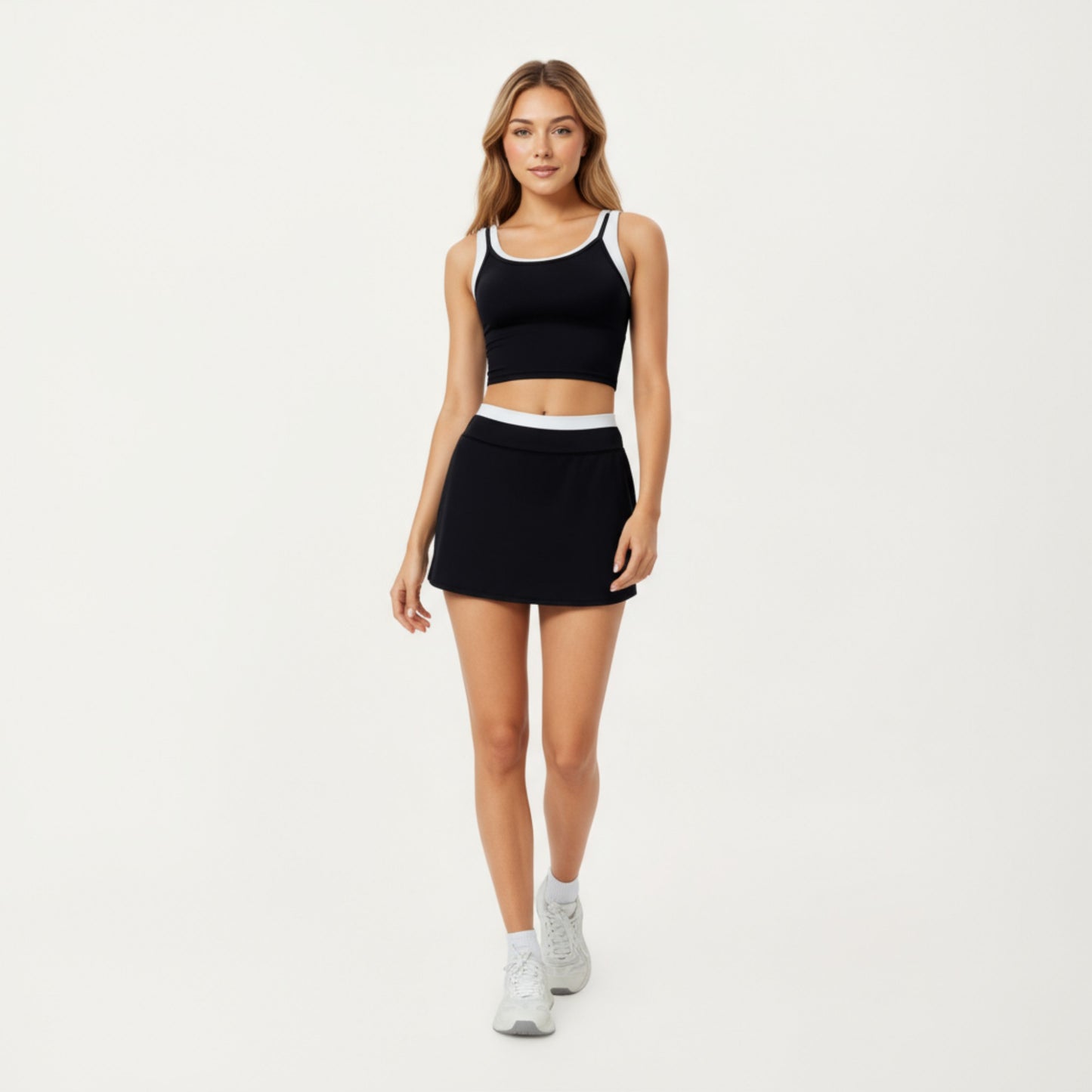 High Waist Active Skort with Wide Supportive Waistband and Smooth Stretch Performance Fabric for Sleek Contoured Fit