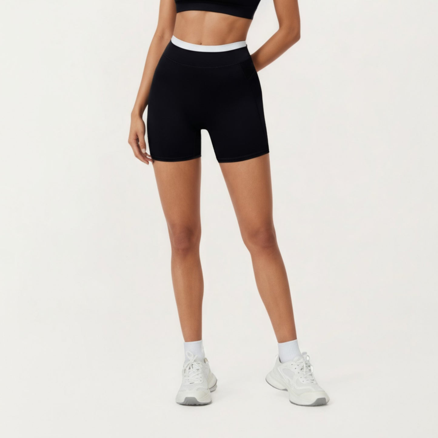 High Waist Compression Bike Shorts with Wide Supportive Waistband and Smooth Contoured Fit for Streamlined Performance