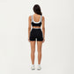 High Waist Compression Bike Shorts with Wide Supportive Waistband and Smooth Contoured Fit for Streamlined Performance